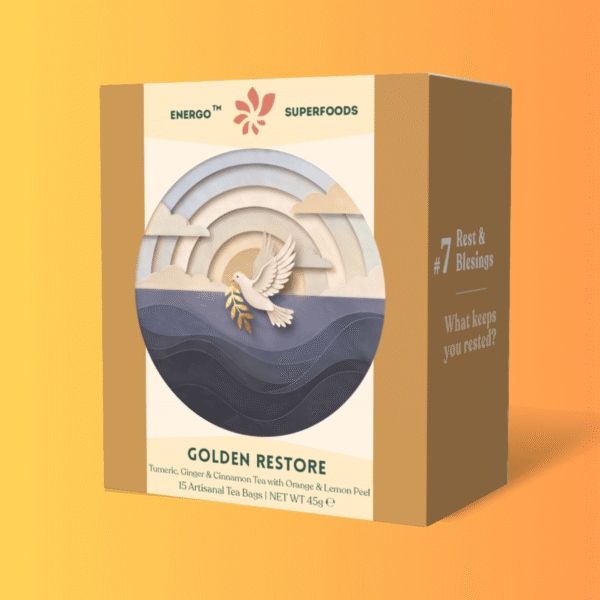 GOLDEN RESTORE TEA - Golden Turmeric & Ginger Botanical Blend | Naturally Caffeine-Free & No added sugar